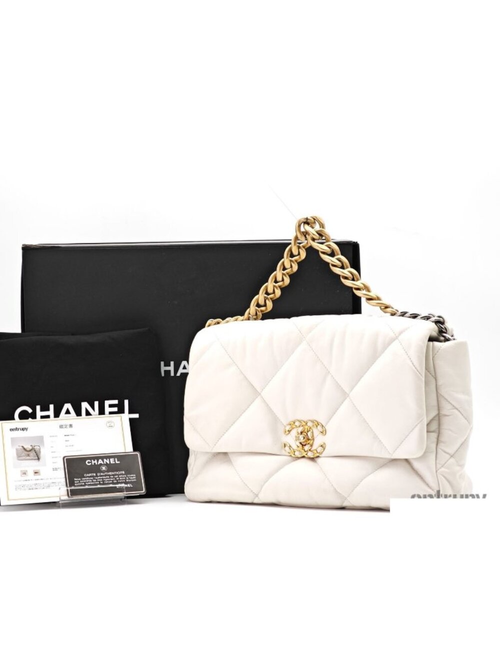Chanel Lambskin Chanel 19 Mini Bag Flap White